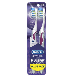 Oral-B Pulsar 3d White Advanced Vivid Soft Toothbrush Twin Pack (Colors May Vary)