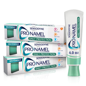 Sensodyne Pronamel Daily Protection Enamel Toothpaste for Sensitive Teeth, to Reharden and Strengthen Enamel, Mint Essence - 4 Ounces (Pack of 3)