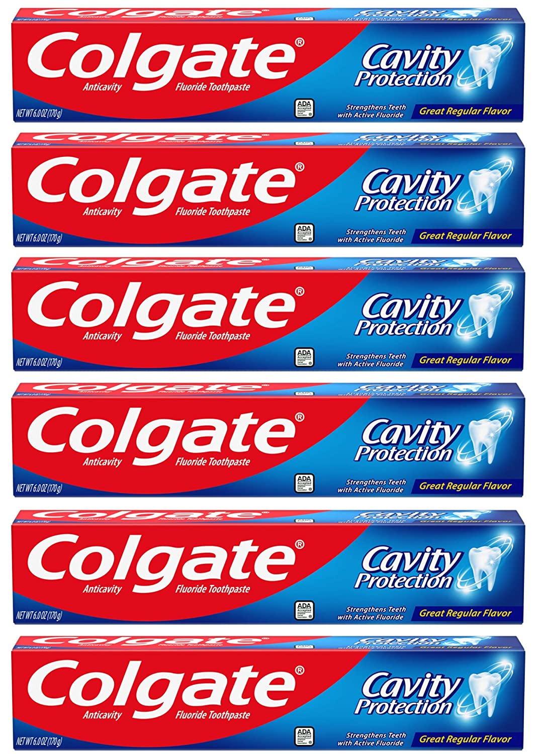 Colgate Cavity Protection Toothpaste with Fluoride - 6 Ounce (Pack of 6)